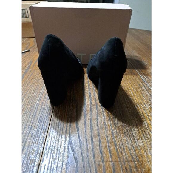 New 7.5 JustFab Black Daphne-E Round Toe Chunky Block High Heel Dress Shoes - Picture 7 of 9